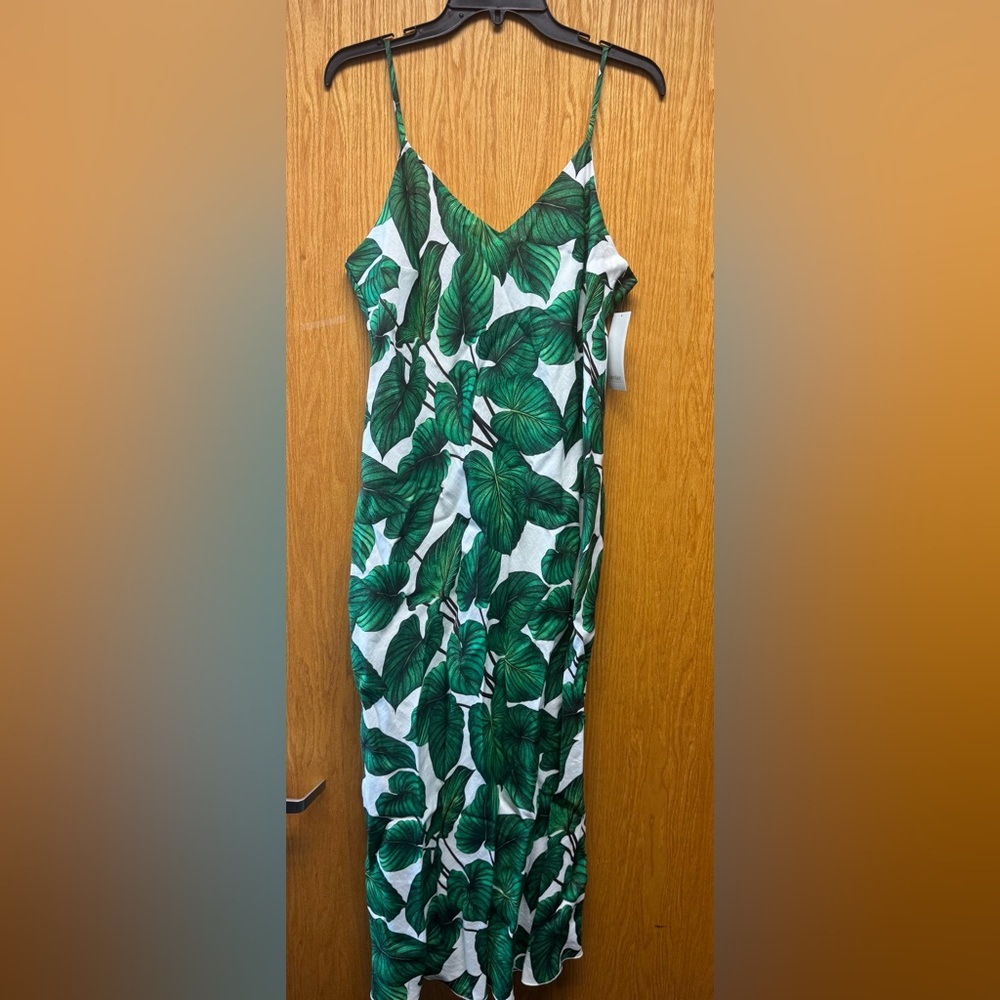 Karen Kane Green Leaf Print Dress